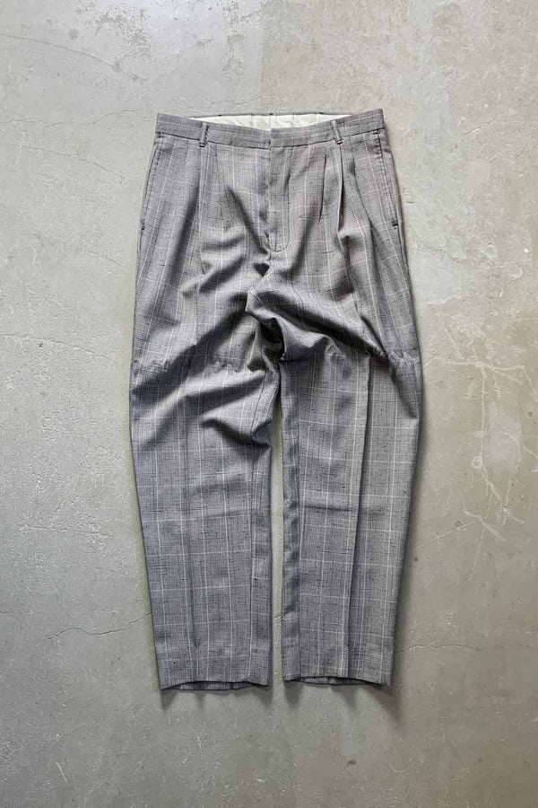 MADE IN USA 90'S GLEN CHECK SLACKS PANTS / GRAY [SIZE: W32L30 equivalent USED]