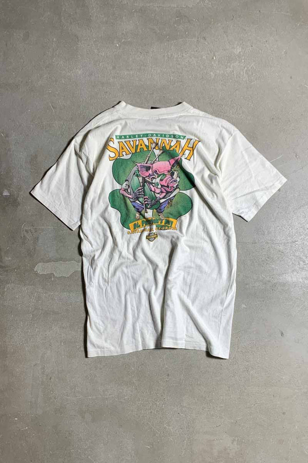 MADE IN USA 95'S S/S SAVANNAH PRINT MOTORCYCLE T-SHIRT / WHITE [SIZE: L USED]