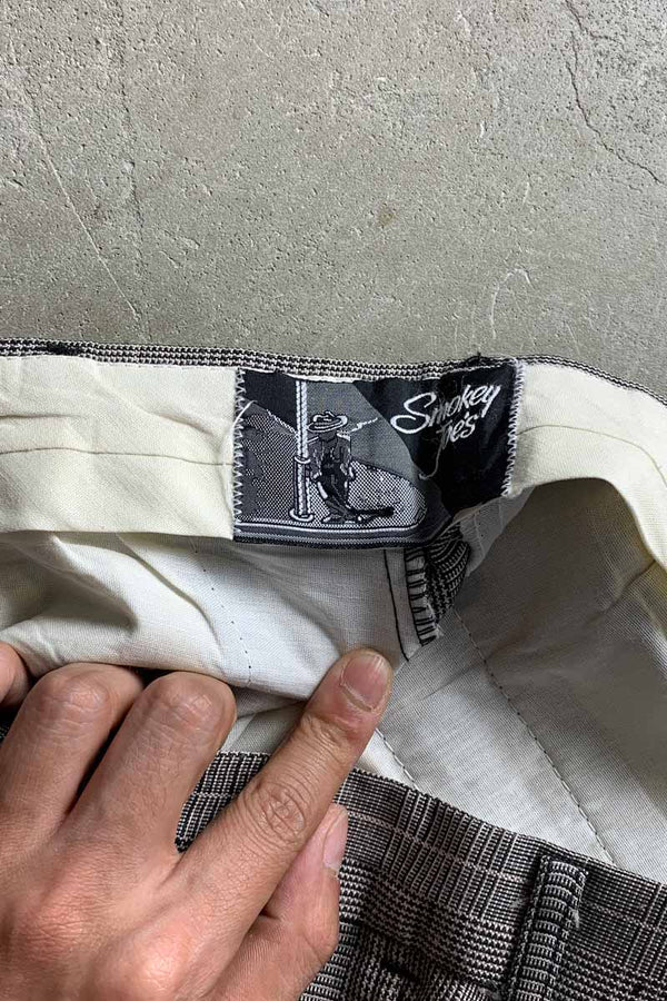 MADE IN USA 90'S GLEN CHECK SLACKS PANTS / GRAY [SIZE: W32L30 equivalent USED]