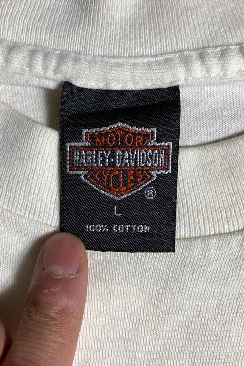 MADE IN USA 95'S S/S SAVANNAH PRINT MOTORCYCLE T-SHIRT / WHITE [SIZE: L USED]