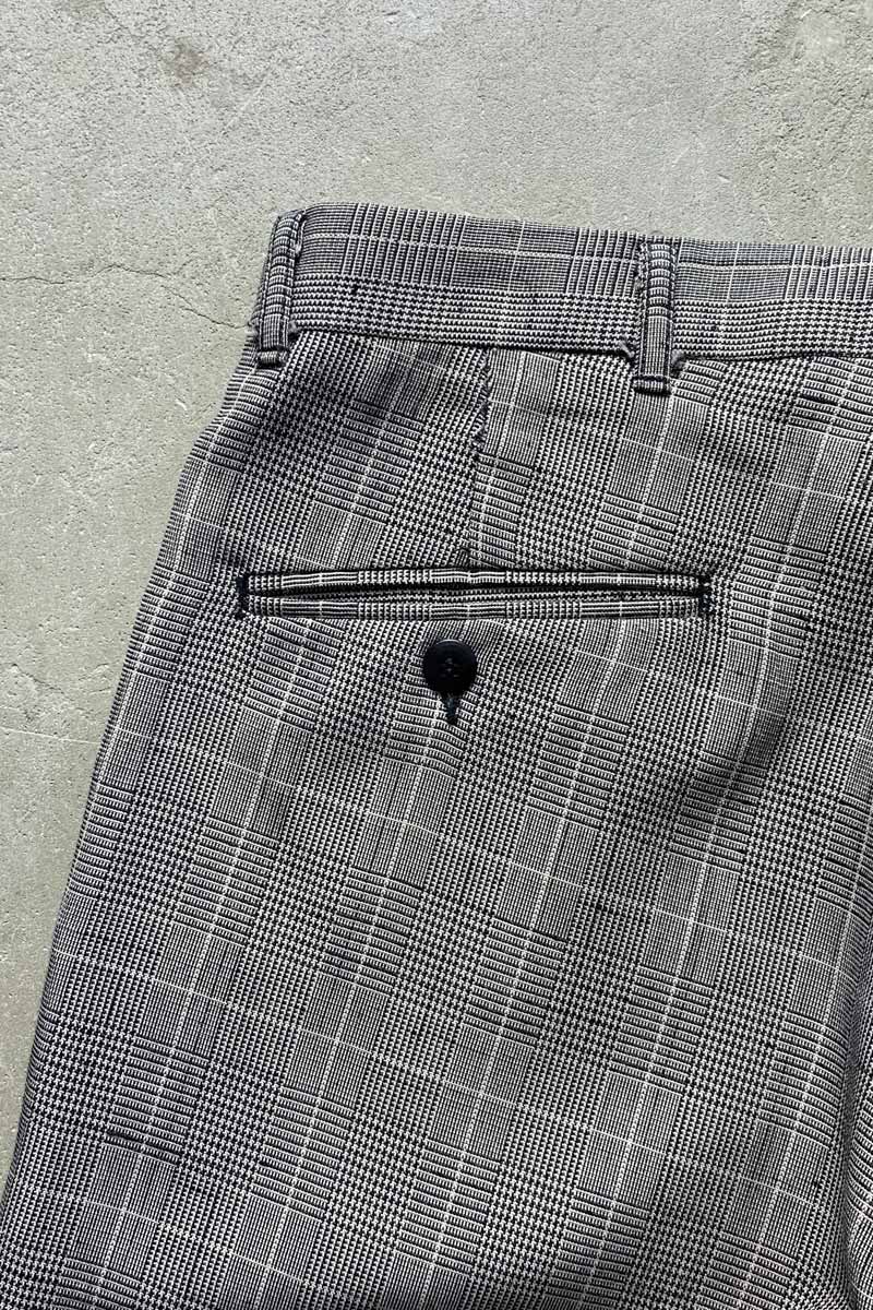 MADE IN USA 90'S GLEN CHECK SLACKS PANTS / GRAY [SIZE: W32L30相当 USED]