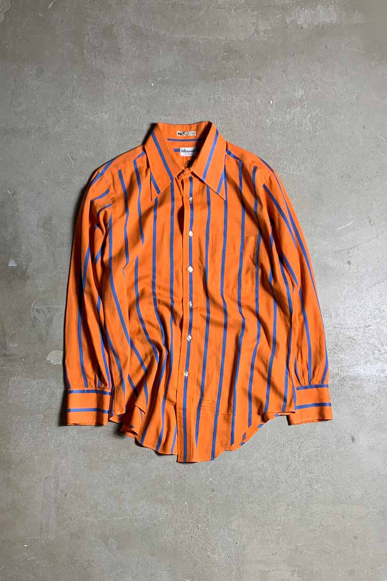 70'S L/S STRIPE SHIRT / ORANGE / BLUE [SIZE: L USED]
