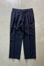 画像をギャラリービューアに読み込む, 90&#39;S WINDOW PEN CHECK TUCK SLACKS PANTS / NAVY [SIZE: W31L30相当 USED]
