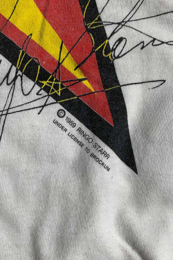 89'S S/S RINGO STARR PRINT BAND TOUR-T-SHIRT / WHITE [SIZE: M USED]