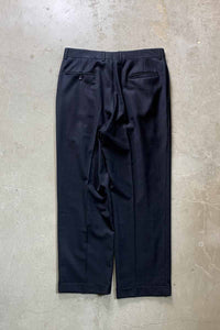 90'S WINDOW PEN CHECK TUCK SLACKS PANTS / NAVY [SIZE: W31L30相当 USED]