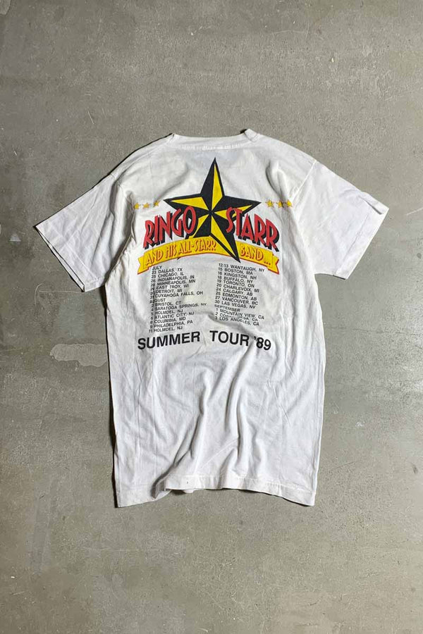 89'S S/S RINGO STARR PRINT BAND TOUR-T-SHIRT / WHITE [SIZE: M USED]