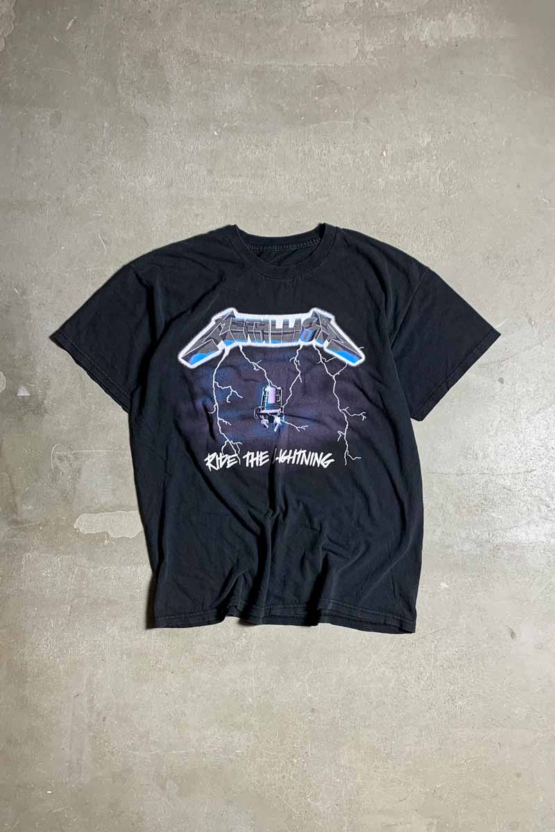 90'S S/S METALLICA RIDE THE LIGHTNING PRINT BAND T-SHIRT / BLACK [SIZE: M USED]