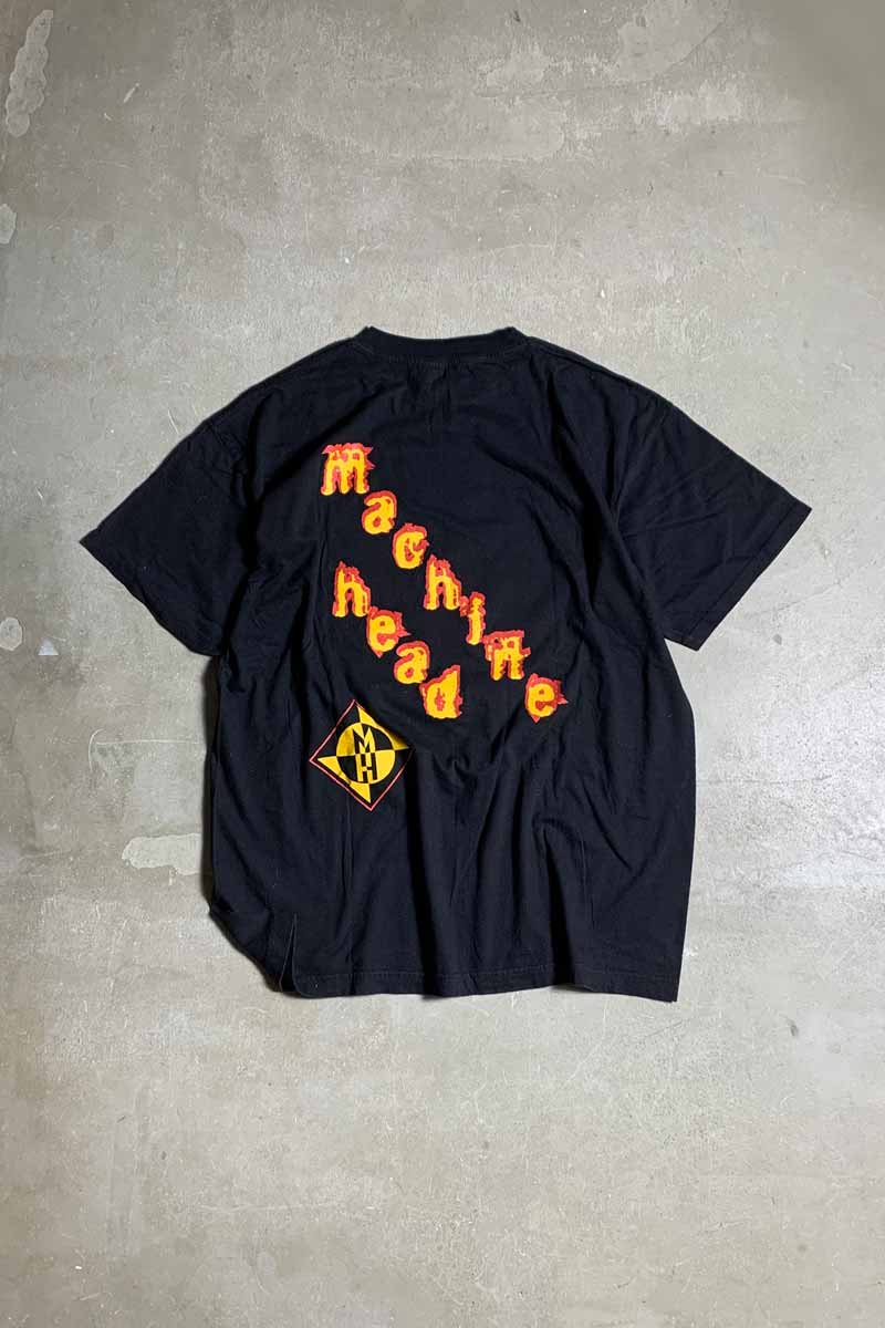 MADE IN USA 97'S S/S MACHINE HEAD IN GOD WE TRUSTED PRINT BAND T-SHIRT / BLACK [SIZE: XL USED]