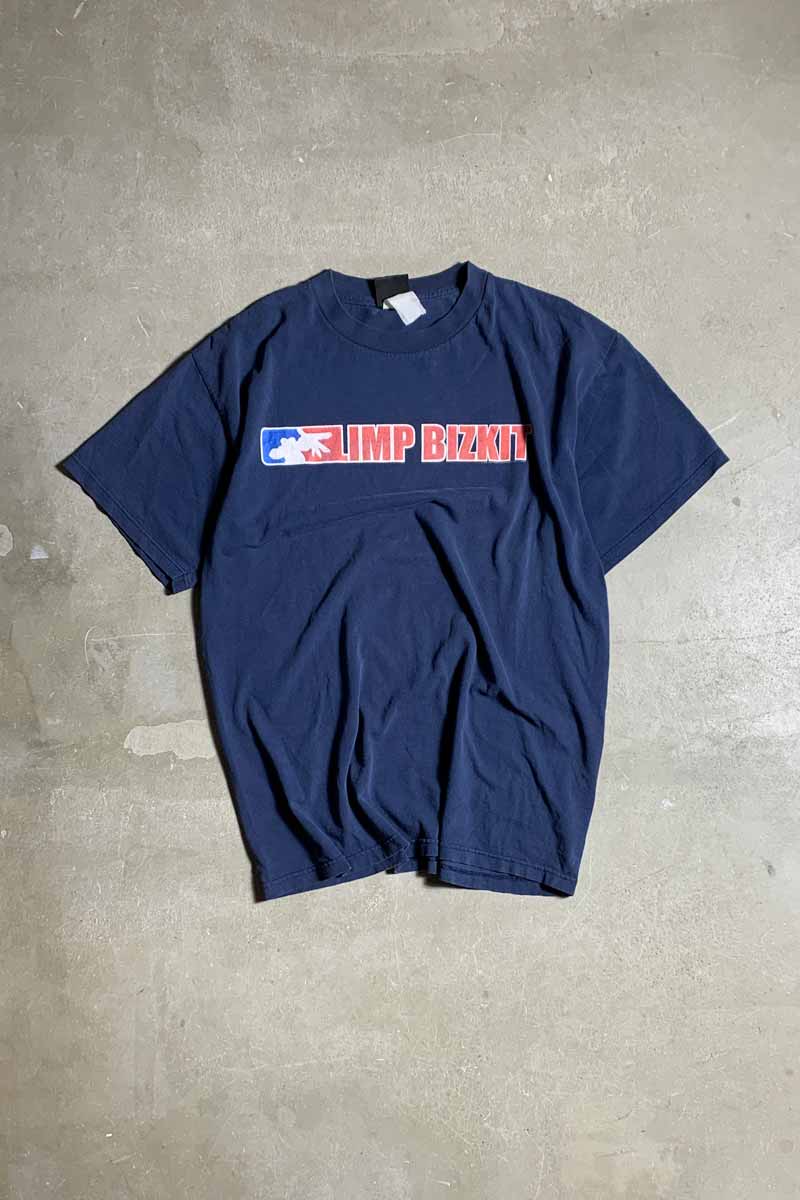 00'S S/S LIMP BIZKIT PRINT BAND T-SHIRT / NAVY [SIZE: L USED]