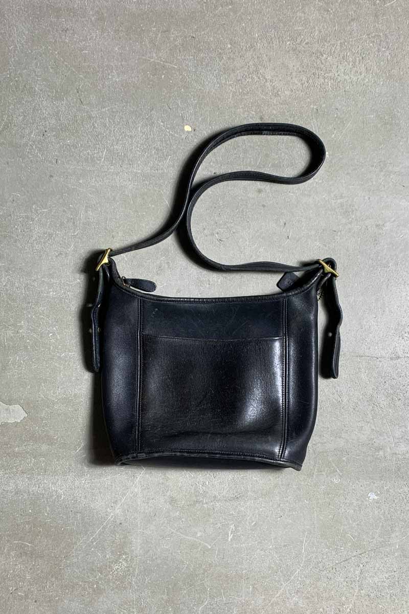 90'S MEDIUM LEATHER SHOULDER BAG / BLACK [SIZE: ONE SIZE USED]