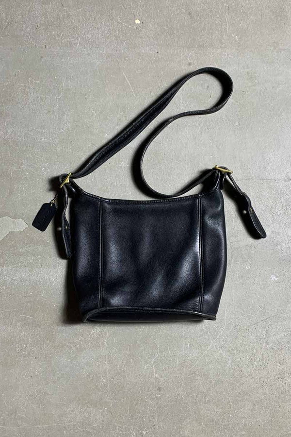90'S MEDIUM LEATHER SHOULDER BAG / BLACK [SIZE: ONE SIZE USED]