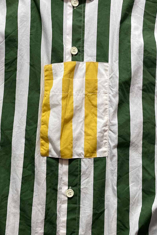 MADE IN ITALY POLYESTER STRIPED SHIRT / STRIPE [SIZE:M USED]