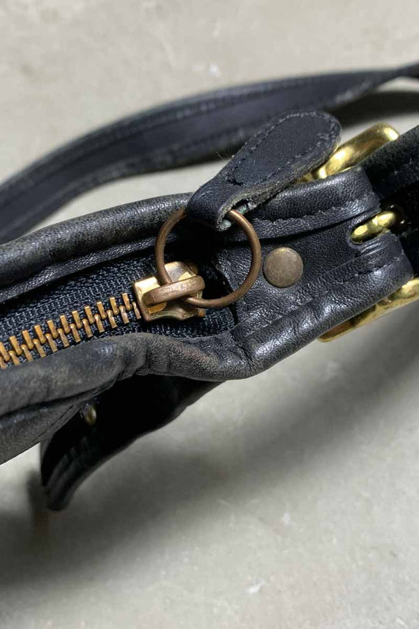 90'S MEDIUM LEATHER SHOULDER BAG / BLACK [SIZE: ONE SIZE USED]