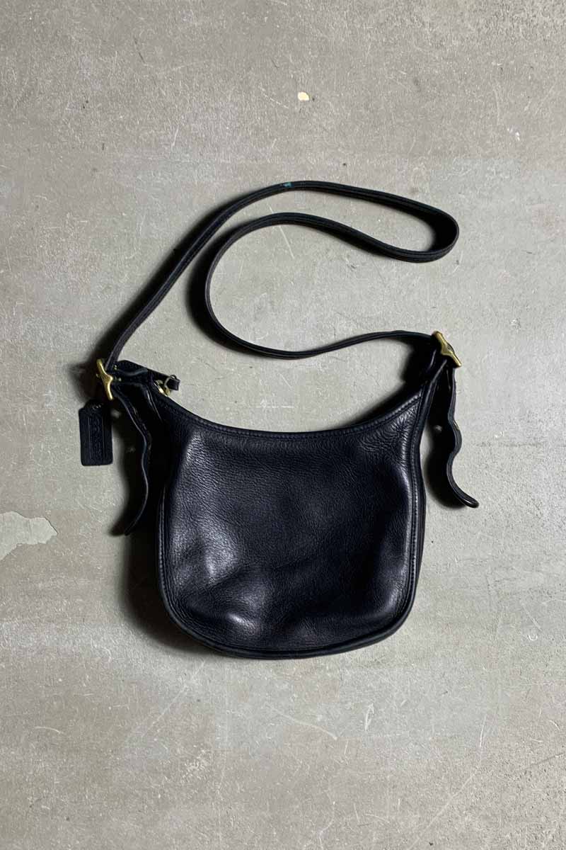 90'S SMALL LEATHER SHOULDER BAG / BLACK [SIZE: ONE SIZE USED]