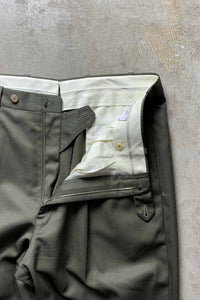 MADE IN USA 70'S WOOL TUCK SLACKS PANTS / OLIVE [SIZE: W32L31相当 USED]