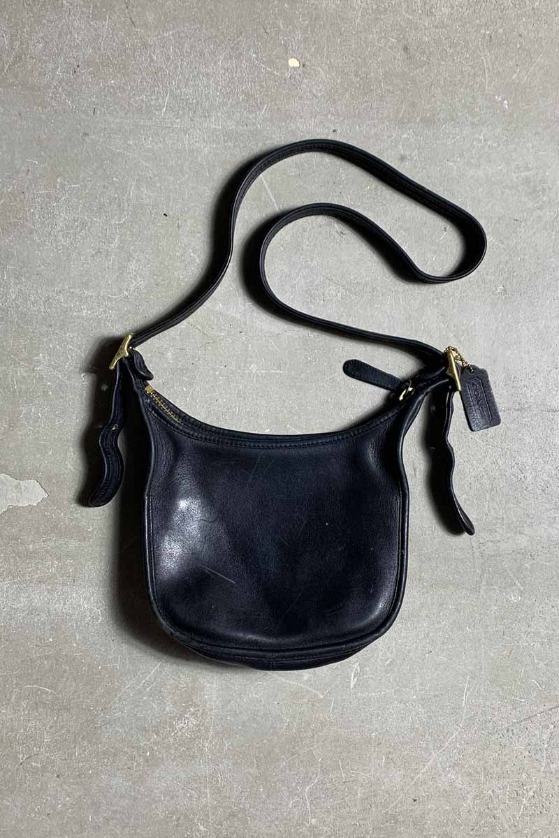 90'S SMALL LEATHER SHOULDER BAG / BLACK [SIZE: ONE SIZE USED]