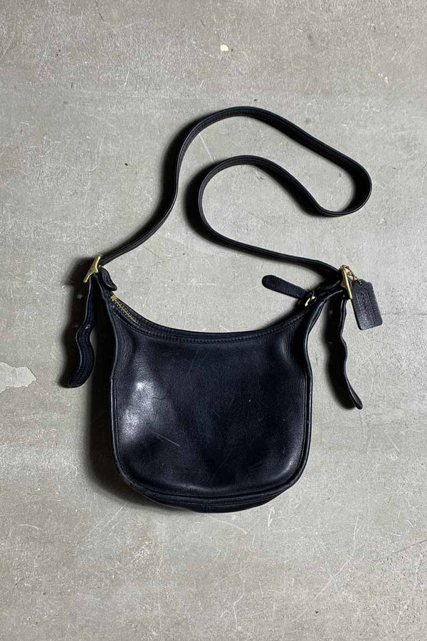 90'S SMALL LEATHER SHOULDER BAG / BLACK [SIZE: ONE SIZE USED]