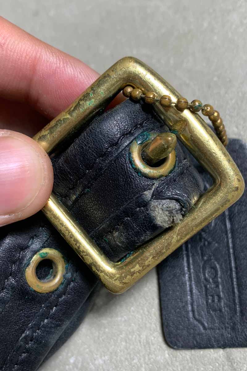 90'S SMALL LEATHER SHOULDER BAG / BLACK [SIZE: ONE SIZE USED]