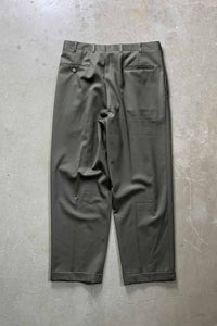 MADE IN USA 70'S WOOL TUCK SLACKS PANTS / OLIVE [SIZE: W32L31相当 USED]