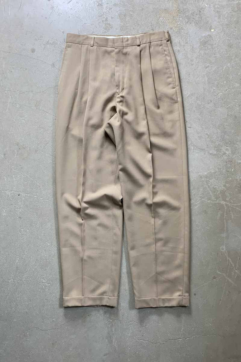 99'S TUCK SLACKS PANTS / BEIGE [SIZE: W32L32 USED]