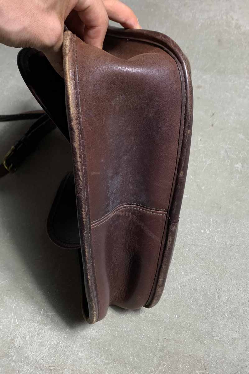 90'S MEDIUM TURN LOCK LEATHER SHOULDER BAG / BROWN [SIZE: ONE SIZE USED]