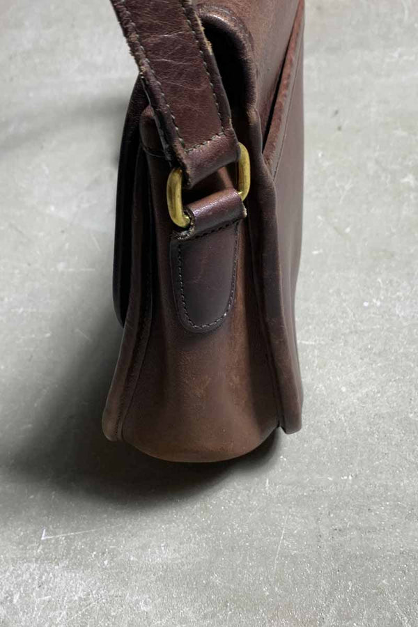 90'S MEDIUM TURN LOCK LEATHER SHOULDER BAG / BROWN [SIZE: ONE SIZE USED]