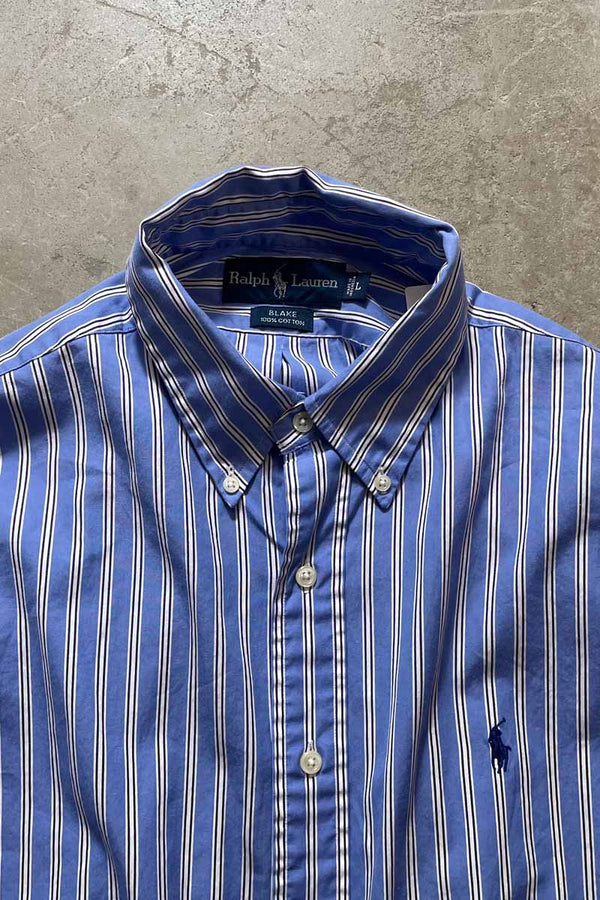 90'S L/S BD STRIPE BLAKE SHIRT / BLUE [SIZE:L USED]
