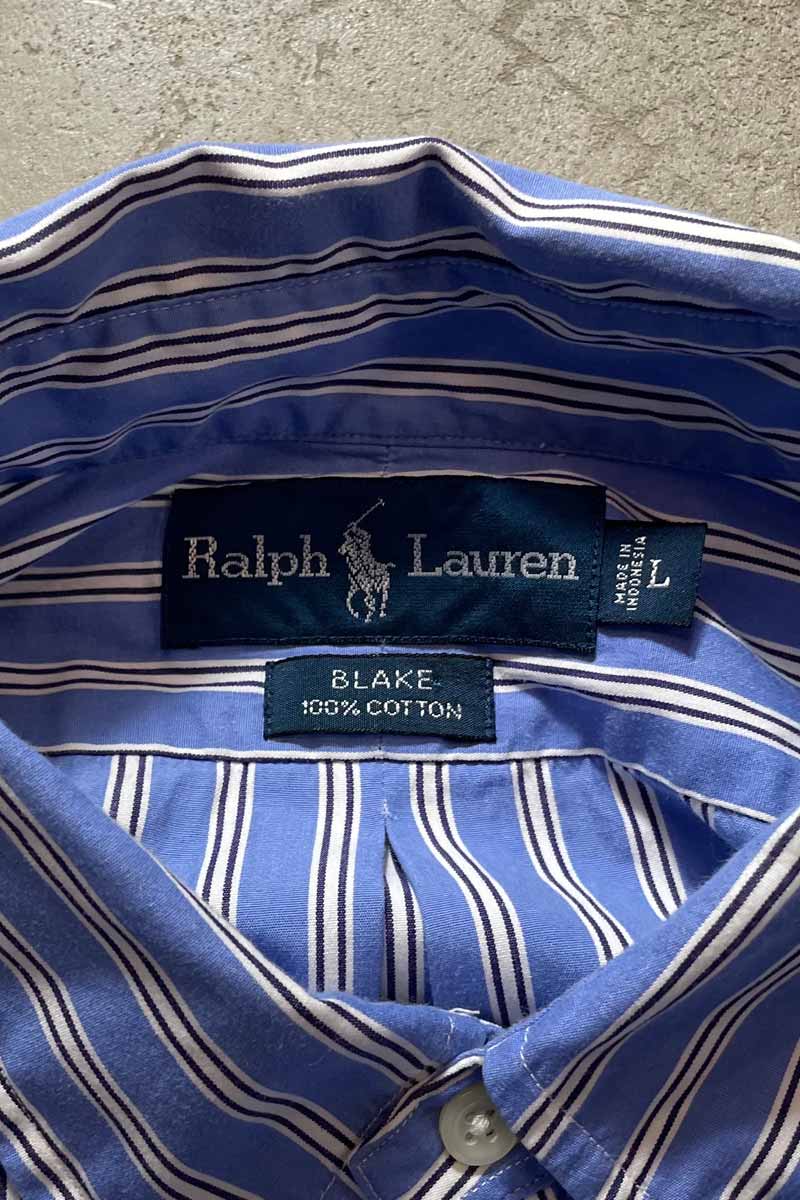 90'S L/S BD STRIPE BLAKE SHIRT / BLUE [SIZE:L USED]