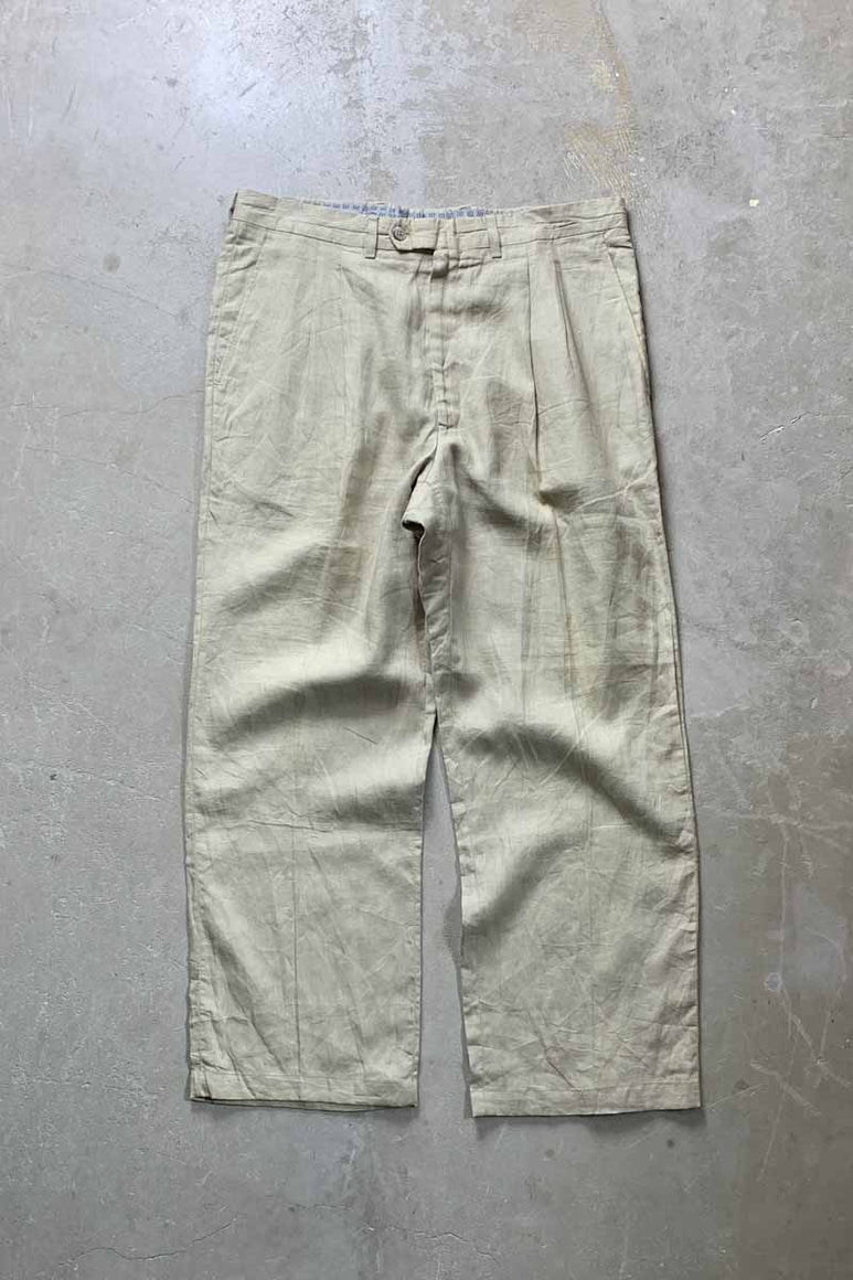 90'S LINEN SLACKS PANTS / BEIGE [SIZE: W32L30相当 USED]