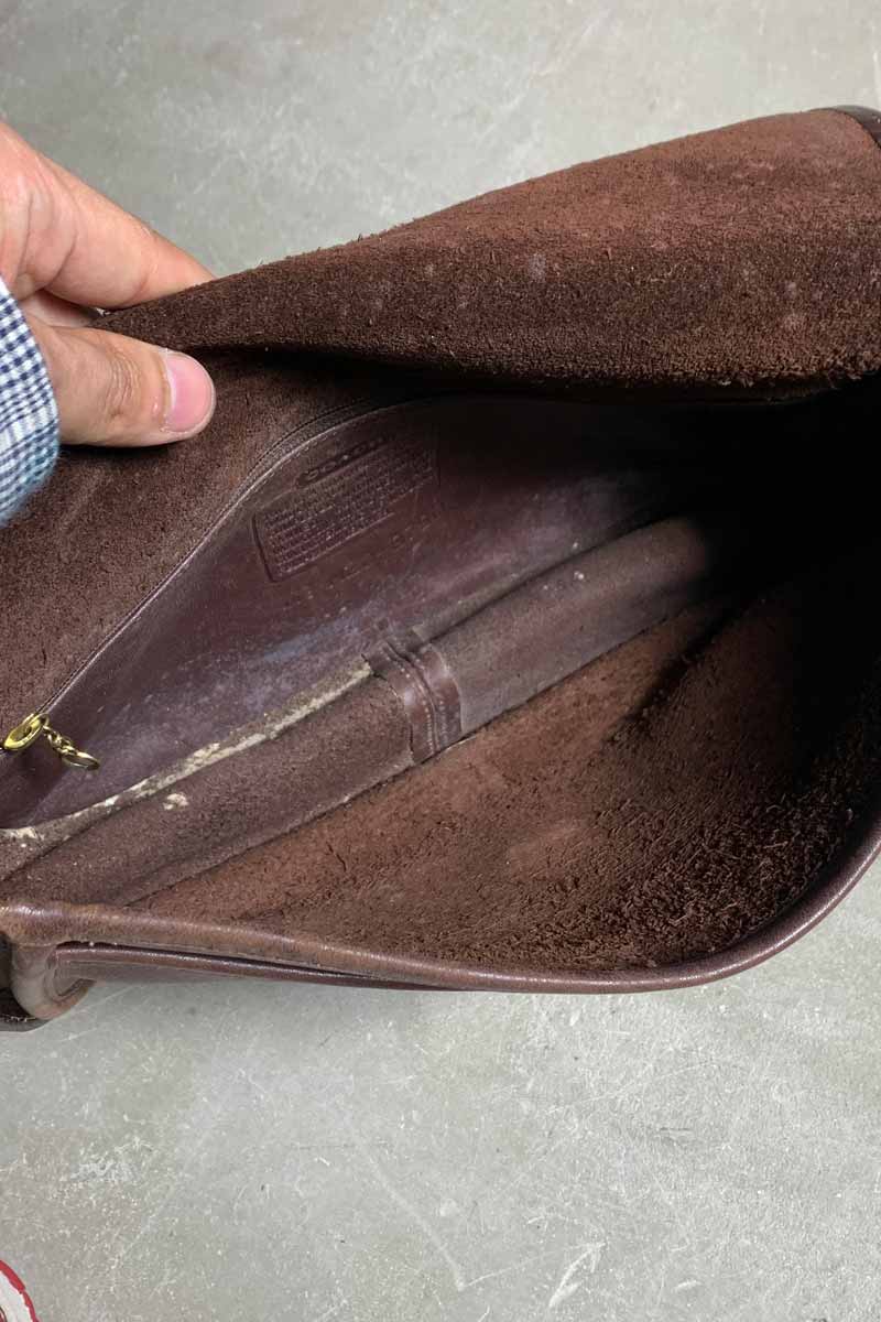 90'S MEDIUM TURN LOCK LEATHER SHOULDER BAG / BROWN [SIZE: ONE SIZE USED]