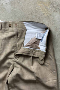 90'S GLEN CHECK TUCK SLACKS PANTS / BEIGE [SIZE: W32L32 DEADSTOCK/NOS]