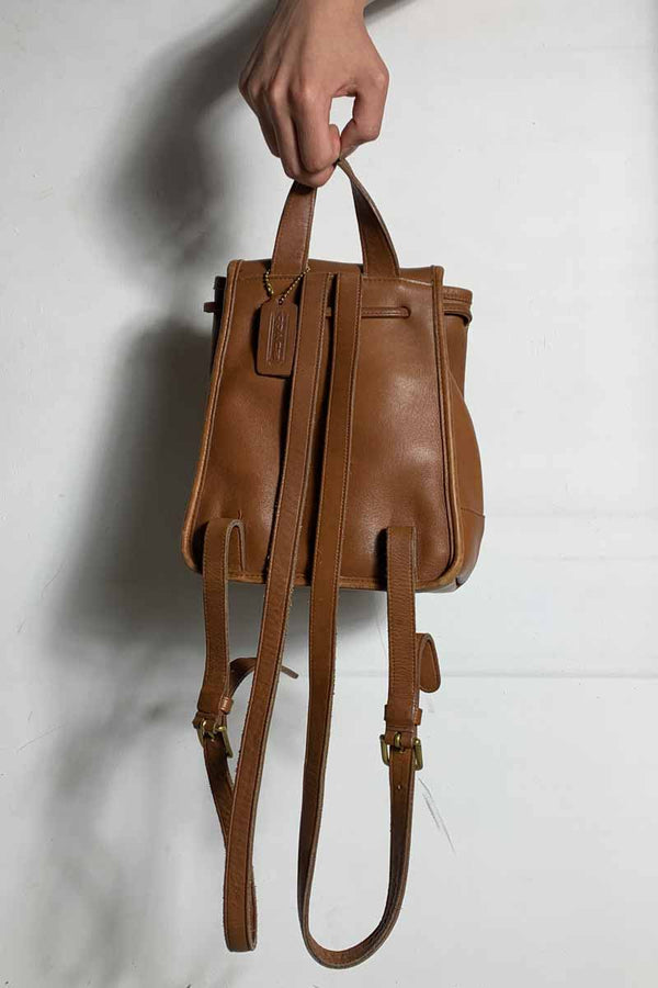 MADE IN USA 90'S LEATHER SMALL BACKPACK / BROWN [SIZE: ONE SIZE USED]