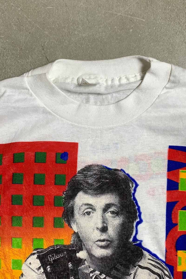 MADE IN USA 89-90'S S/S PAUL MCCARTNEY PRINT BAND TOUR T-SHIRT / WHITE [SIZE: XL USED]