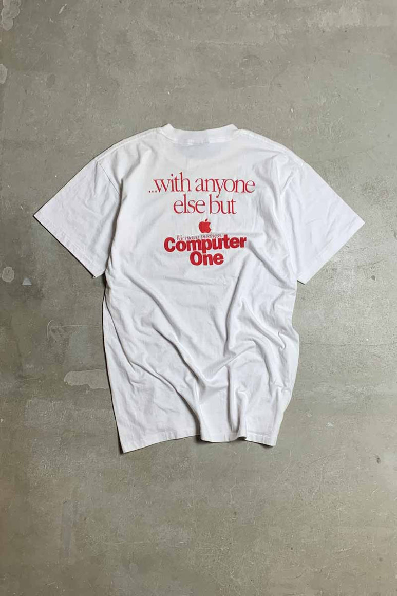 MADE IN MEXICO 90'S S/S APPLE MESSAGE ADVERTISING T-SHIRT / WHITE [SIZE: XL USED]