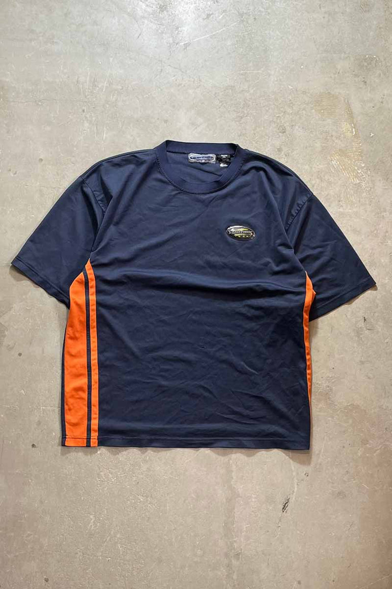 LOGO PATCH MOTORCYCLE MESH T-SHIRT / NAVY [SIZE: 2XL USED]