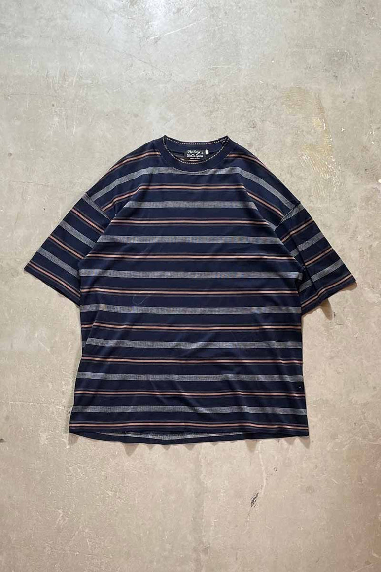 MADE IN ITALY COTTON BORTER T-SHIRT / NAVY [SIZE: XL相当 USED]