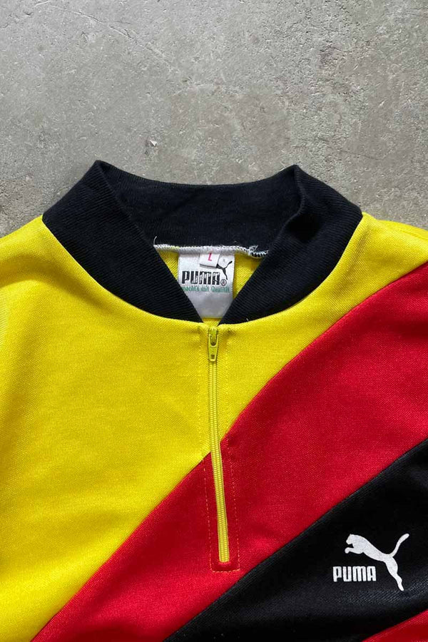 80-90'S S/S BICYCLE HALF ZIP SWEATSHIRT / YELLOW [SIZE: L USED]