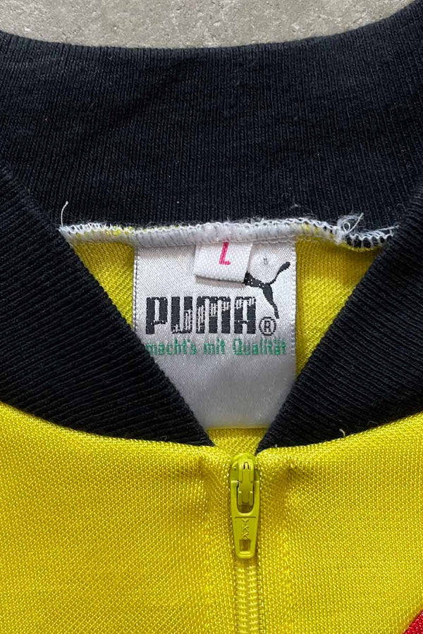 80-90'S S/S BICYCLE HALF ZIP SWEATSHIRT / YELLOW [SIZE: L USED]