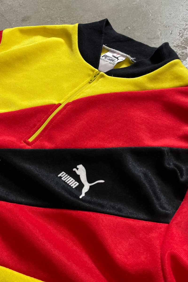 80-90'S S/S BICYCLE HALF ZIP SWEATSHIRT / YELLOW [SIZE: L USED]