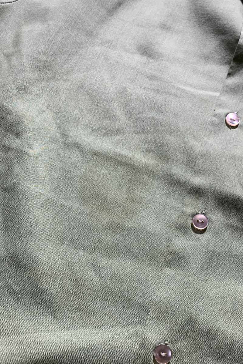 70'S L/S OPEN COLLAR SHIRT / GREEN [SIZE: M USED]