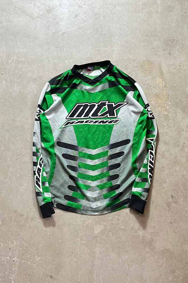 90'S  L/S MOTOCROSS T-SHIRT / GREEN [SIZE: S相当 USED]