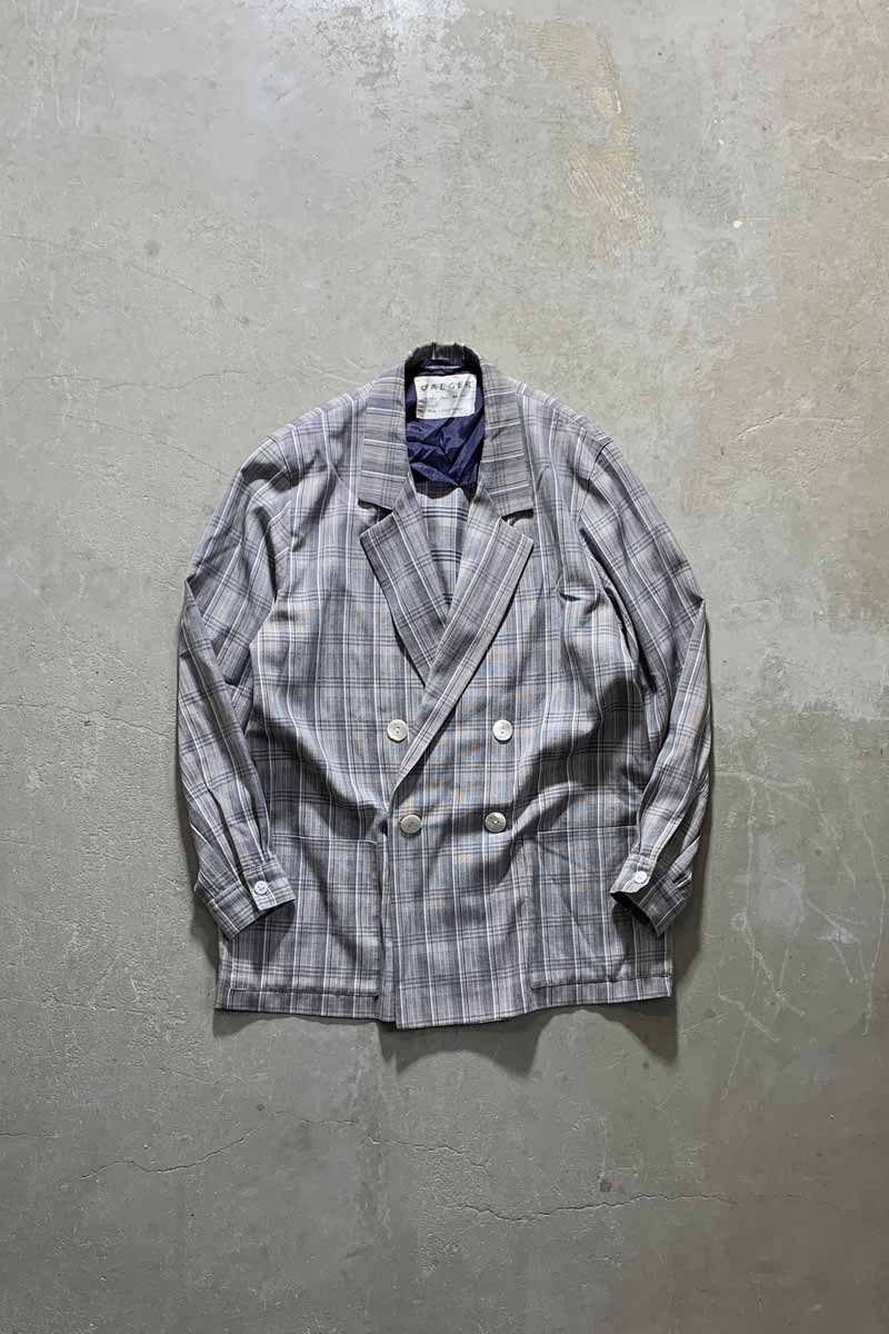 MADE IN ENGLAND 90'S DOUBLE CHECK TAILORED JACKET / GREY [SIZE: M USED]