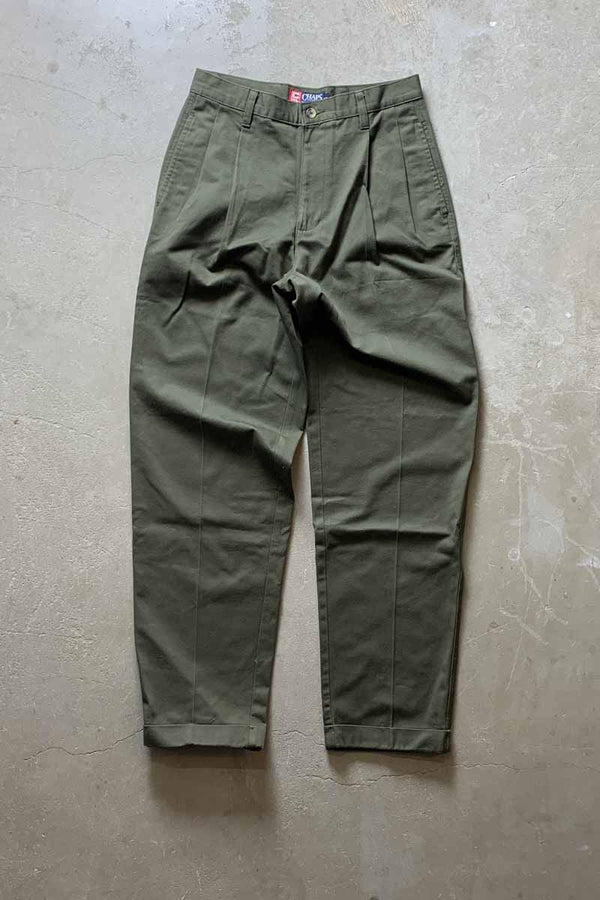 90'S TUCK CHINO PANTS / OLIVE [SIZE: W29L32 DEADSTOCK/NOS]