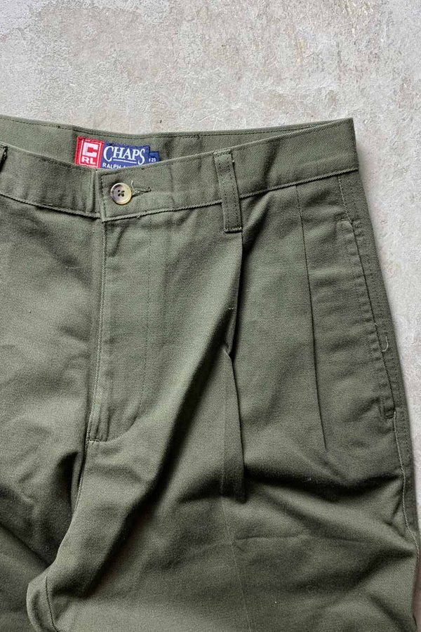 90'S TUCK CHINO PANTS / OLIVE [SIZE: W29L32 DEADSTOCK/NOS]