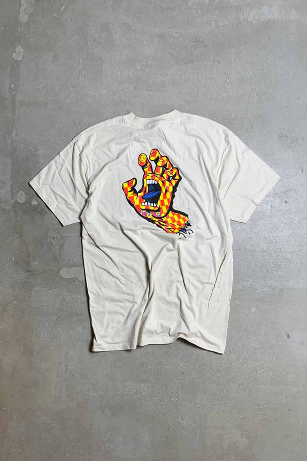 SCREAMING HAND BACK PRINT T-SHIRT / NATURAL [SIZE: L NEW] [USA Edition]