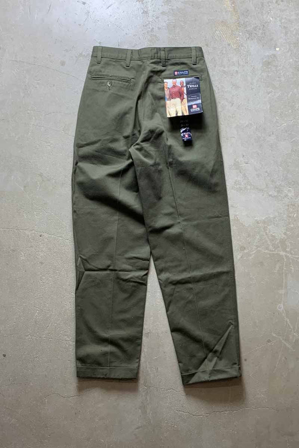 90'S TUCK CHINO PANTS / OLIVE [SIZE: W29L32 DEADSTOCK/NOS]