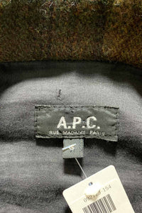 CHECK WOOL MIDDLE COAT / OLIVE [SIZE: S USED]