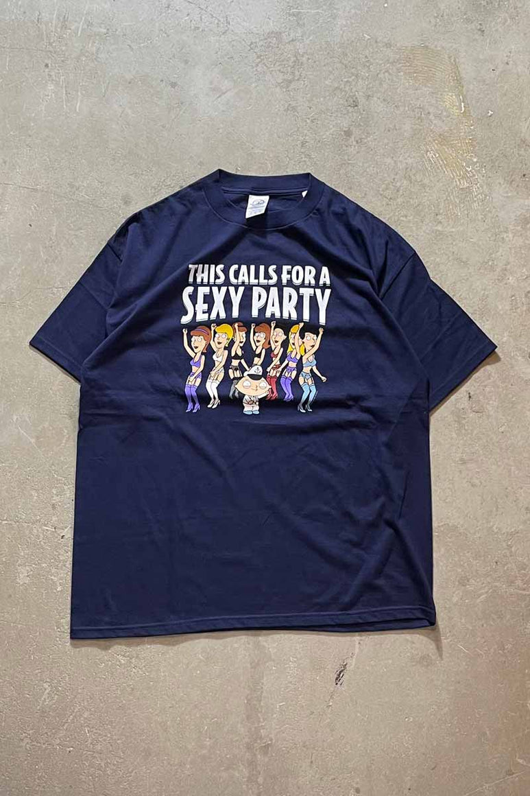 06'S FAMILY GUY SEXY PARTY T-SHIRT / NAVY [SIZE: XL USED]