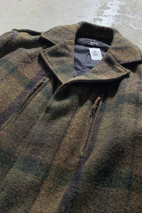 CHECK WOOL MIDDLE COAT / OLIVE [SIZE: S USED]