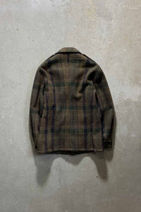 CHECK WOOL MIDDLE COAT / OLIVE [SIZE: S USED]